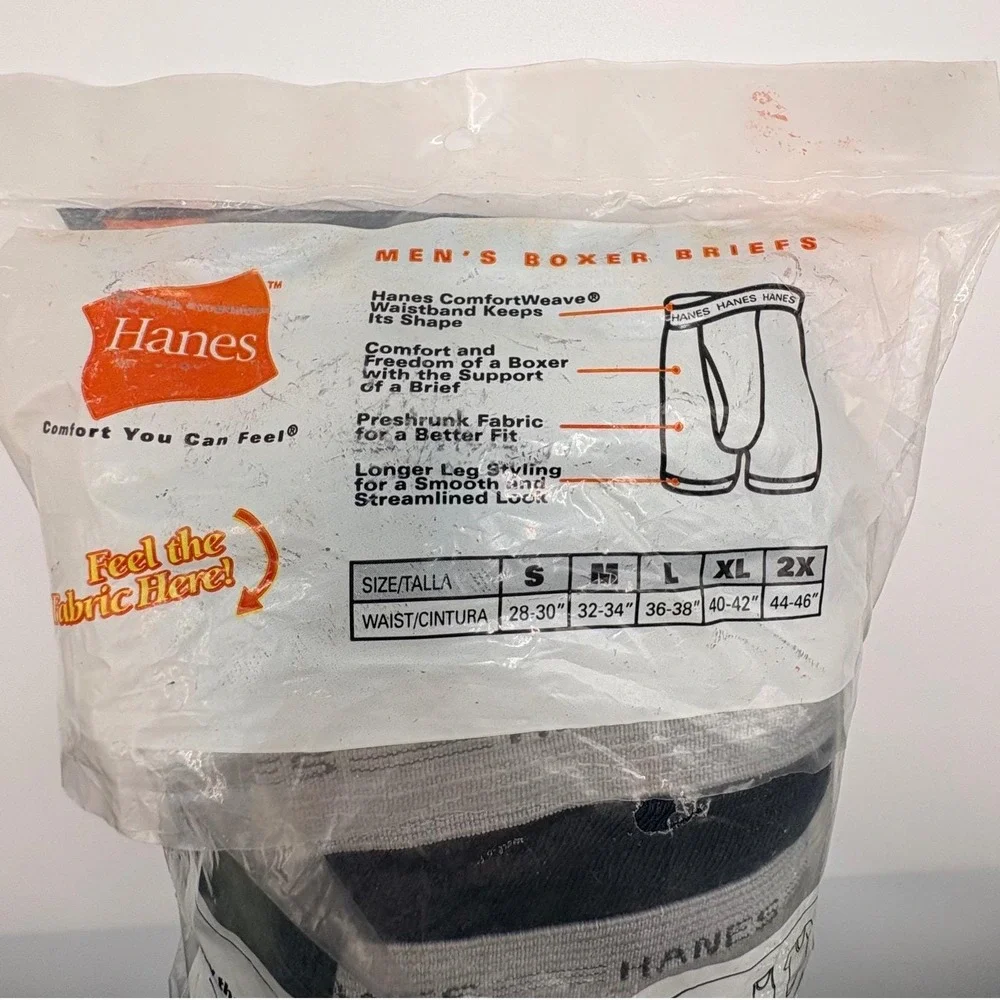 Vintage 2000 Hanes Boxer Briefs Men's Size XL (40-42) 3-Pack Made in USA NIP NEW